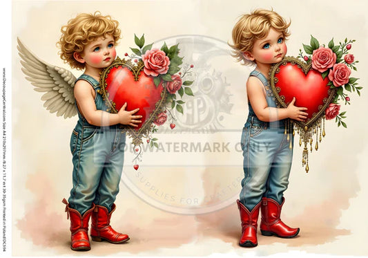 Country Valentine Duo Rice Paper (DC594) - Decoupage Central