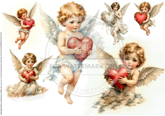 Modern Cupid Valentine Rice Paper (DC596) - Decoupage Central