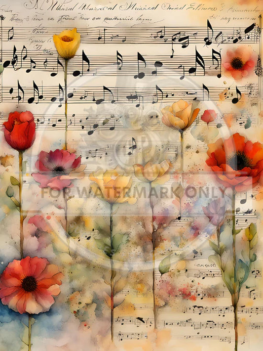 Flower Melody Rice Paper (DC601) - Decoupage Central