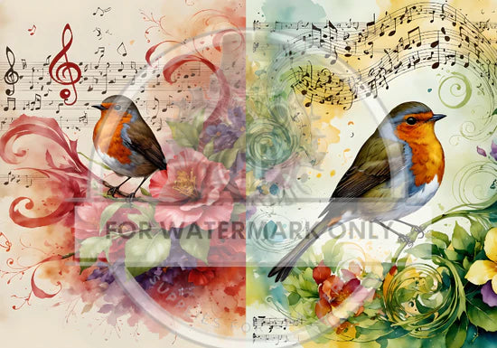 Musical Bird Duo Rice Paper (DC603) - Decoupage Central