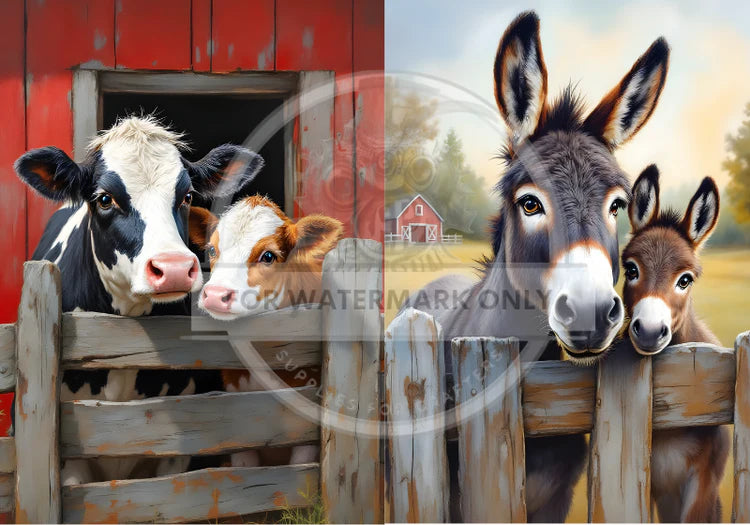 Farm Friends Duo Rice Paper (DC650) - Decoupage Central