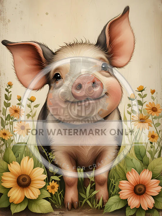 Spring Pig Decoupage Paper (DC700)- Decoupage Central