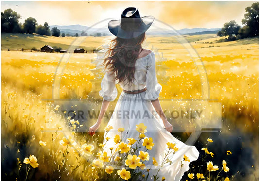 Prairie Cowgirl Rice Paper (DC703) - Decoupage Central