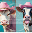 Pink Hat Moo Crew Rice Paper (DC715)- Decoupage Central