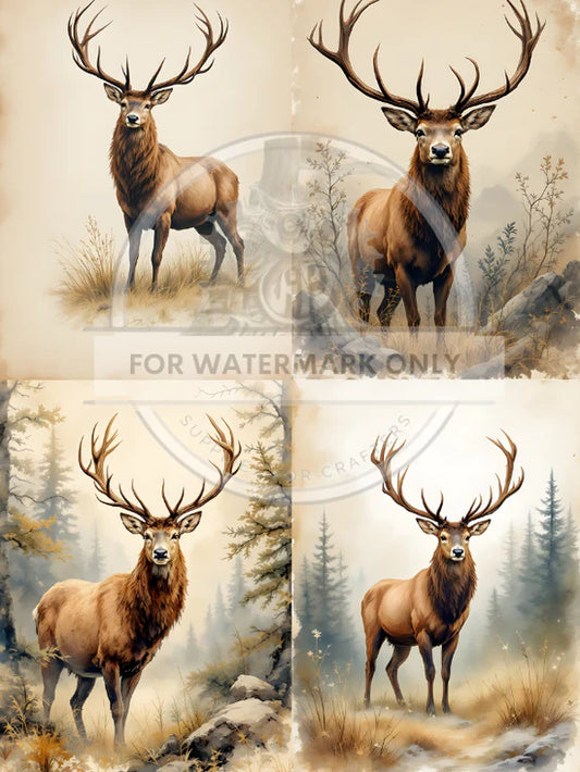 Majestic Woodland Stags Quad Rice Paper (DC744) - Decoupage Central