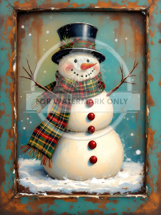 Patina Snowman Portrait Rice Paper (DC805) - Decoupage Central