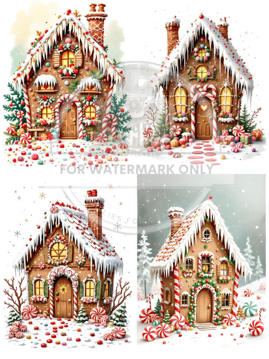 Gingerbread Lane Quad Rice Paper (DC807) - Decoupage Central