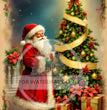 Santa's Golden Christmas Tree Rice Paper (DC824) - Decoupage Central