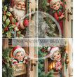 Peeking Elves & Santa Quad Rice Paper (DC875) - Decoupage Central