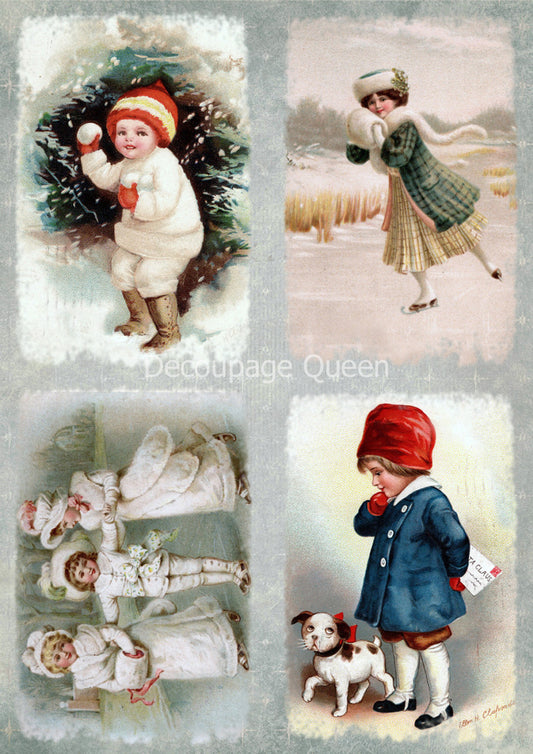 Snow Babies Rice Paper - Paper Designs Decoupage Queen