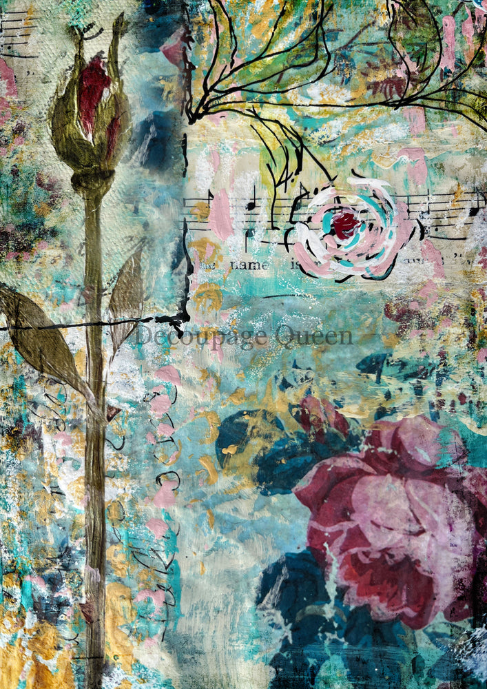 Sweet & Sassy, Blue Journal Page Rice Paper -  Decoupage Queen