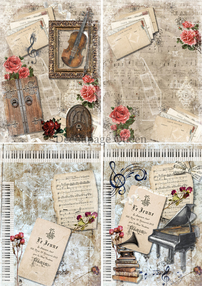 Music 4 Pack Rice Paper - Decoupage Queen