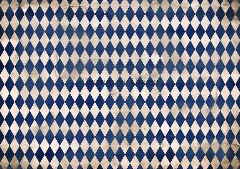 Navy Blue Harlequin Rice Paper -  Decoupage Queen
