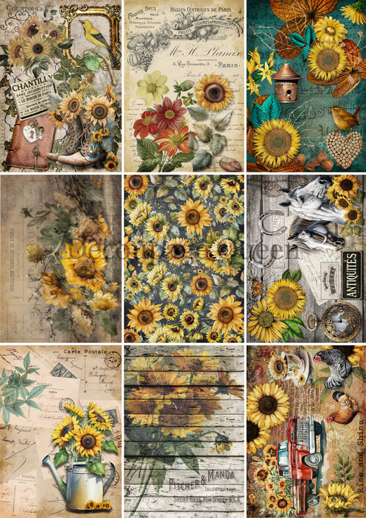 Sunflowers Journaling Cards Rice Paper - DQ