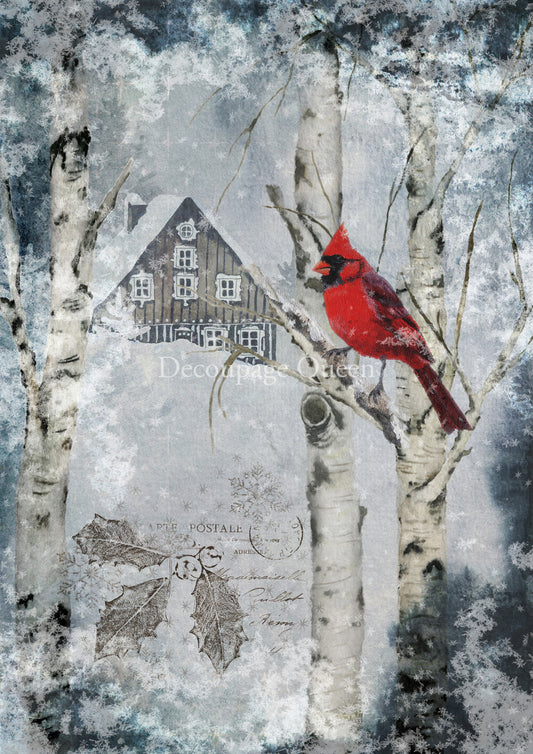 Winter Cardinal Rice Paper- Decoupage Queen