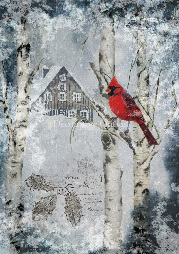 Winter Cardinal Rice Paper- Decoupage Queen