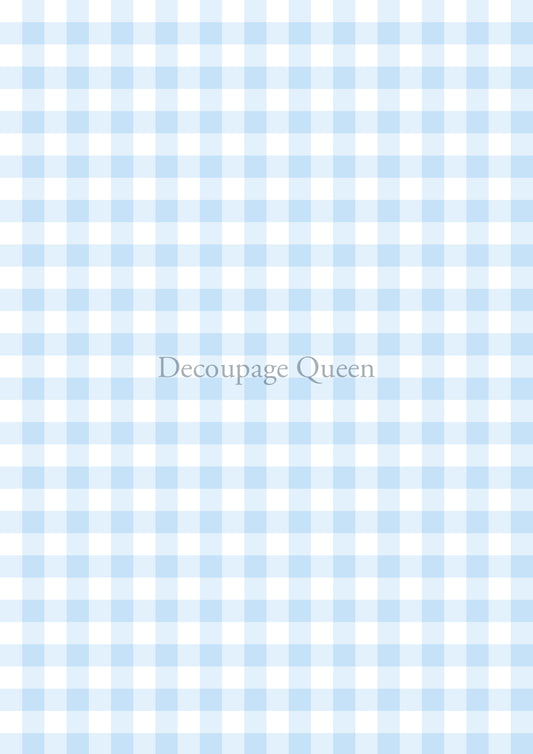Blue Gingham Rice Paper - Decoupage Queen