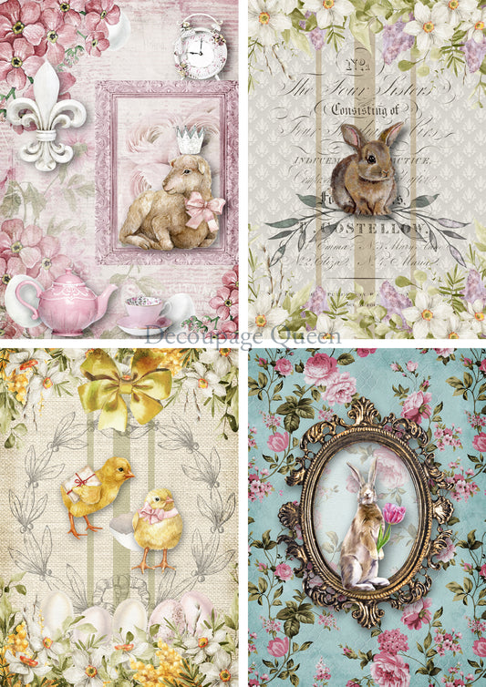 Easter Creatures 4 Pack Rice Paper - Decoupage Queen