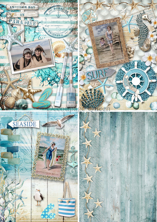 Seaside 4 Pack Rice Paper - Decoupage Queen
