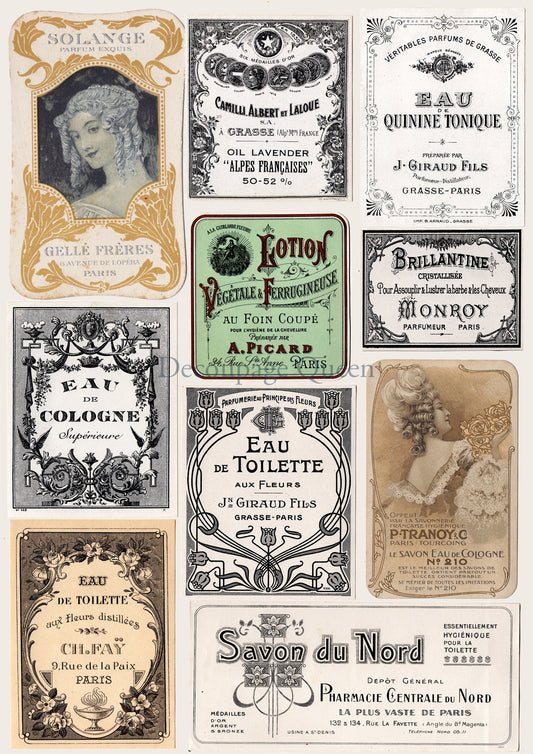 Perfume Labels Rice Paper - Decoupage Queen
