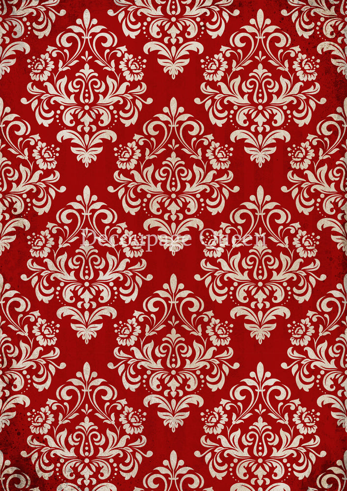 Christmas Damask (Red) Rice Paper - Decoupage Queen