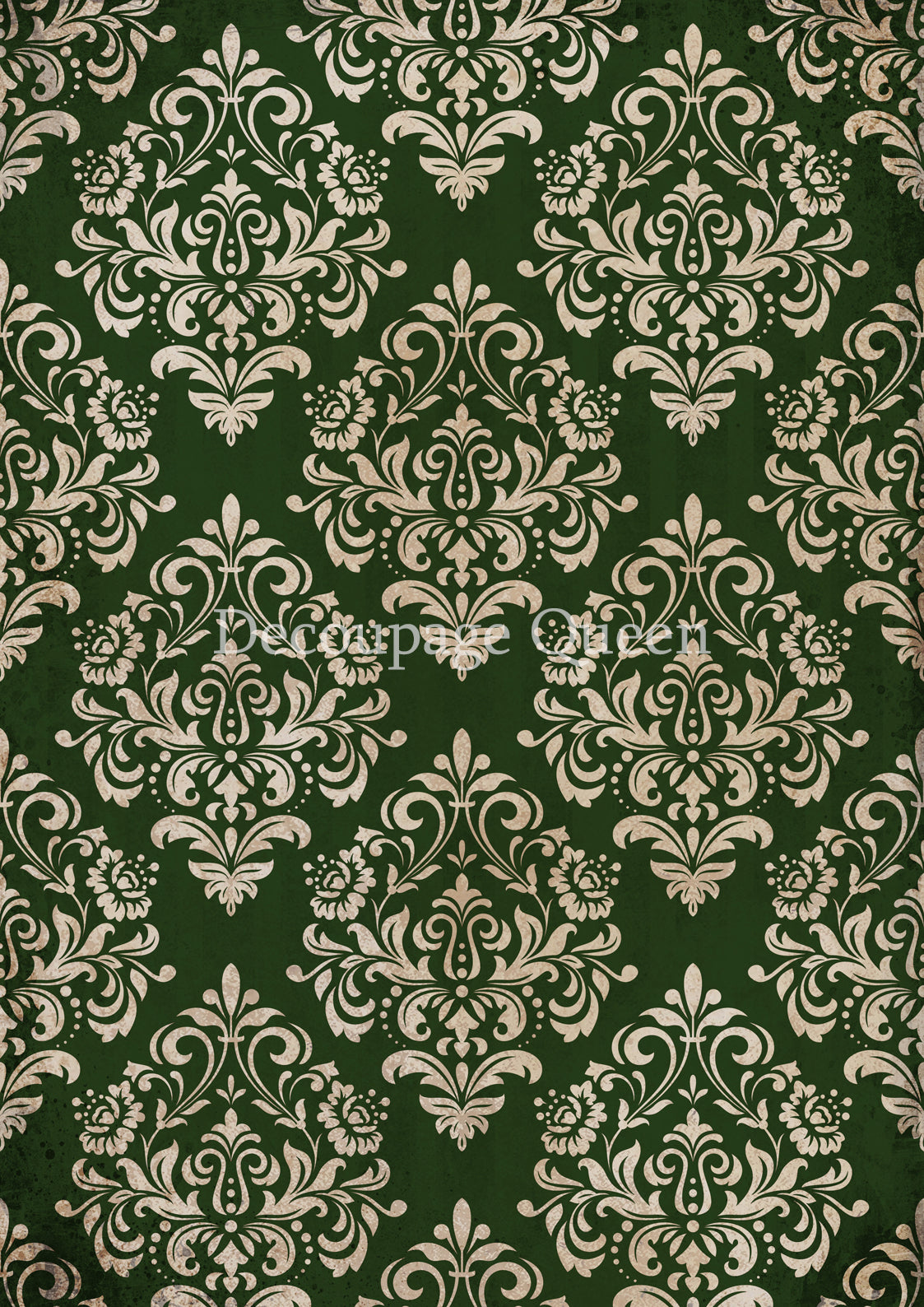 Christmas Damask Green Rice Paper - Decoupage Queen