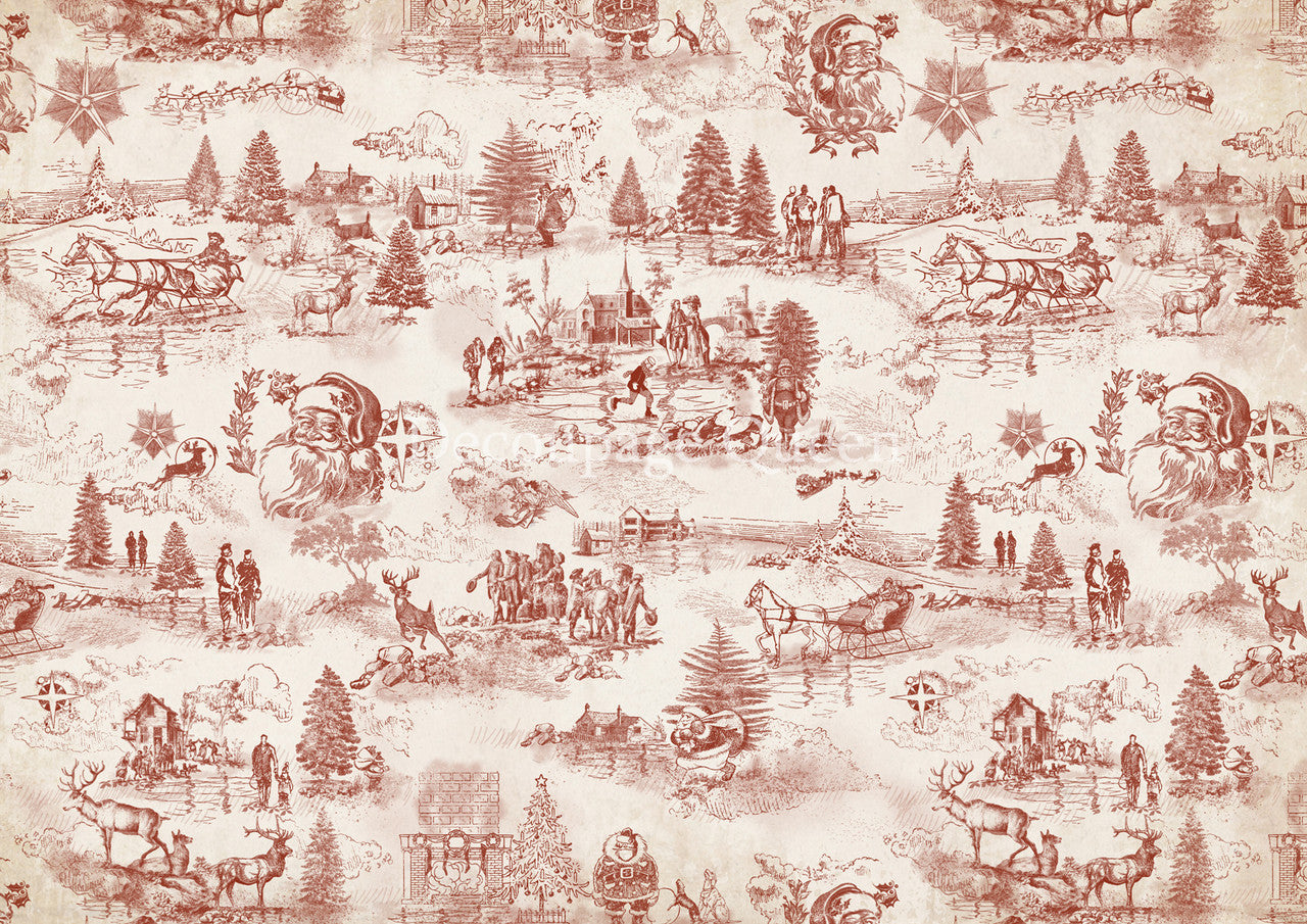 Christmas Toile Rice Paper - Decoupage Queen