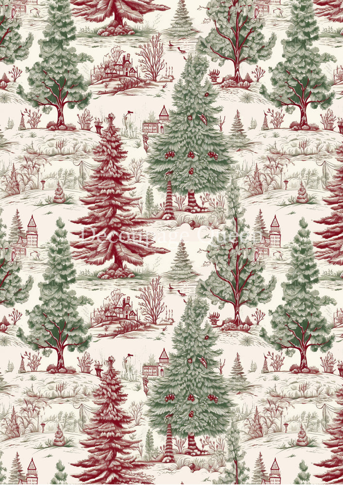 Evergreen Toile Rice Paper - Decoupage Queen