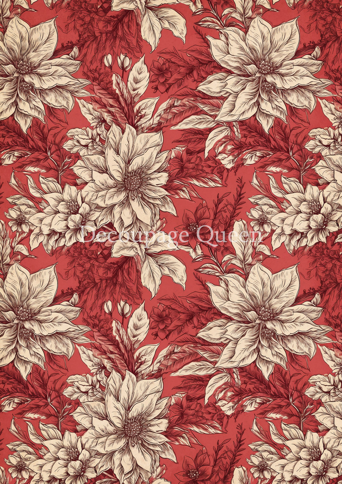 Vintage Poinsettia Rice Paper - Decoupage Queen