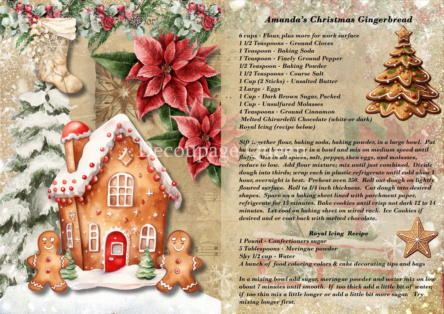 Amanda's Gingerbread Recipe Rice Paper - Decoupage Queen