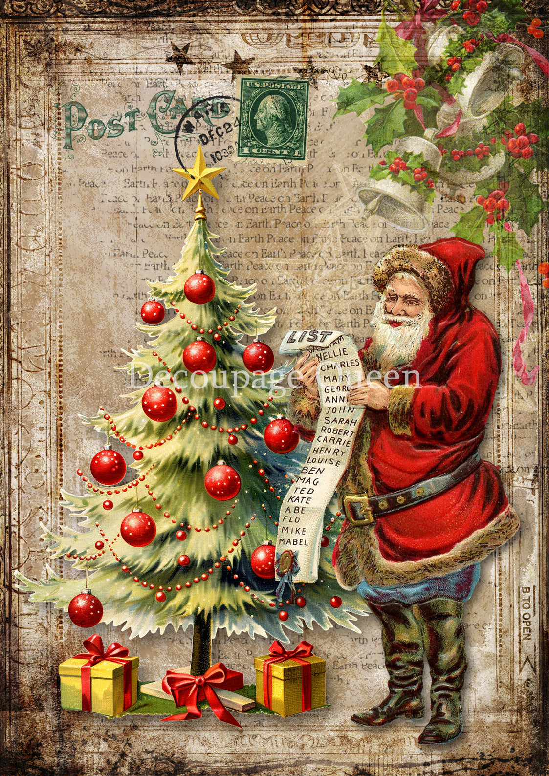 Santa's List Rice Paper - Decoupage Queen