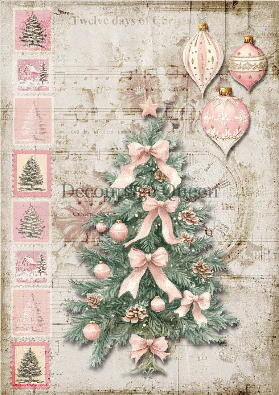 Pink Trimmings Rice Paper - Decoupage Queen