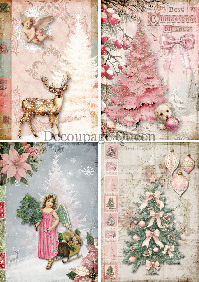 Pink Winter 4 Pack Rice Paper - Decoupage Queen
