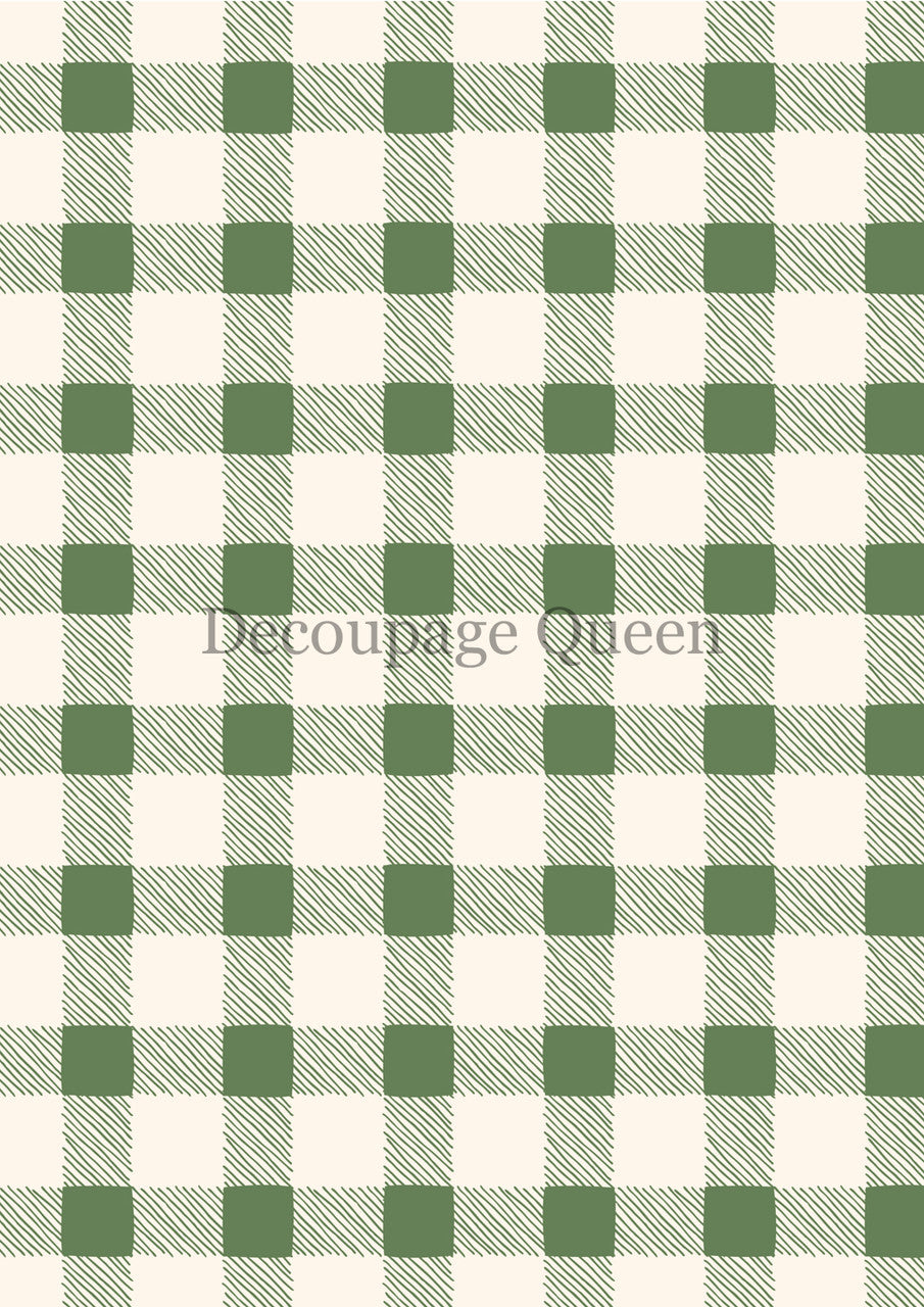 Green Checks Rice Paper - Decoupage Queen
