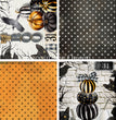 Orange & Black Four Pack Rice Paper - Decoupage Queen