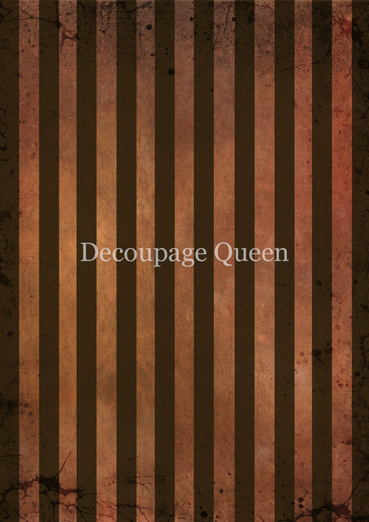Orange & Brown Stripes Rice Paper - Decoupage Queen