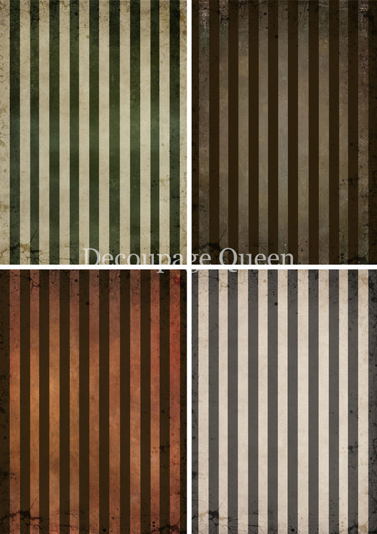 Fall Stripes Four Pack Rice Paper - Decoupage Queen