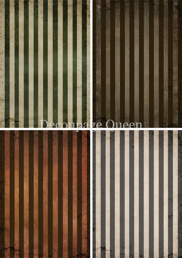 Fall Stripes Four Pack Rice Paper - Decoupage Queen