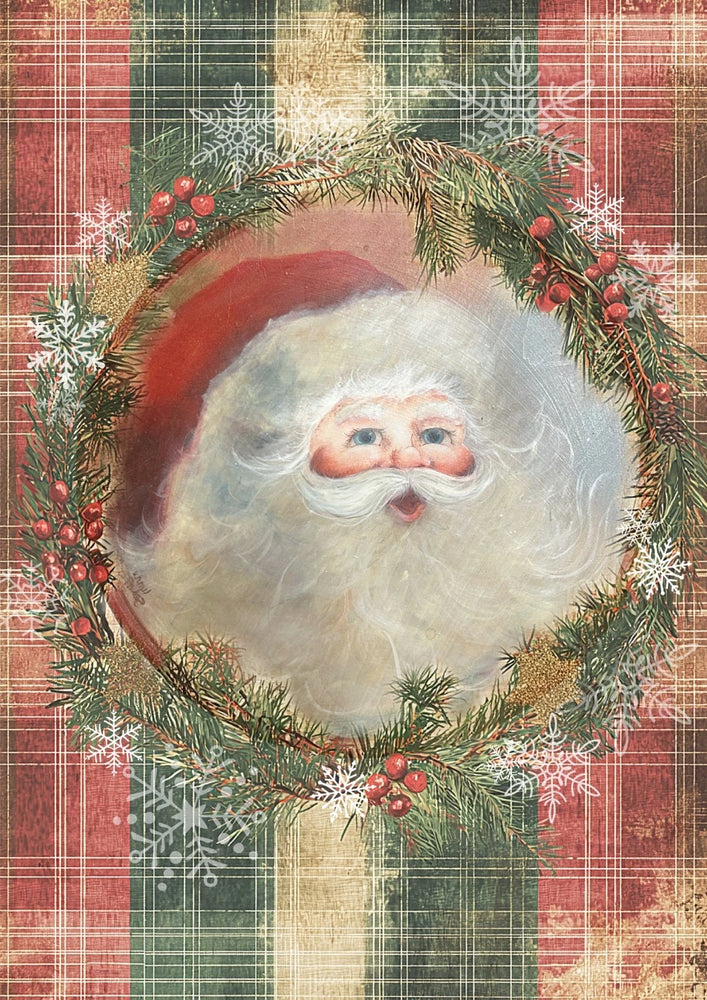 Ellen J. Goods - Santa Wreath Rice Paper - Decoupage Queen