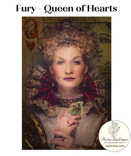Fury (Queen of Hearts) Decoupage Paper - Painting Lady Designs