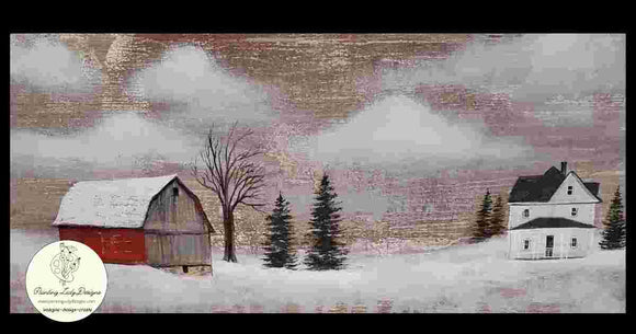 Country Winter Scene Decoupage Paper - Painting Lady Designs