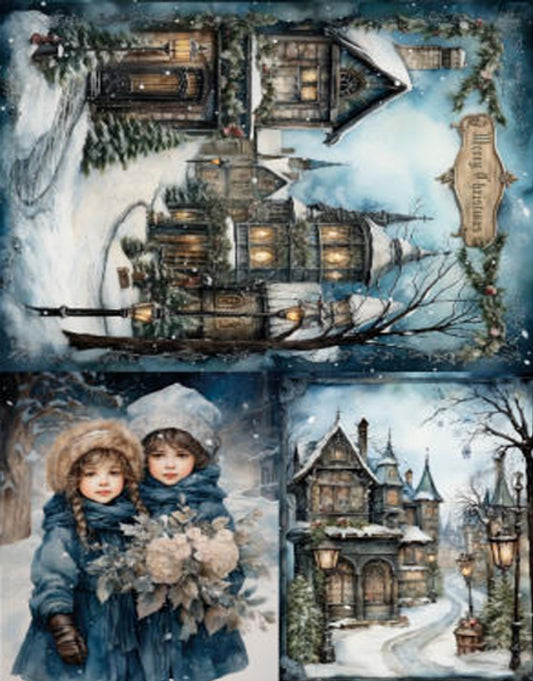 LaBlanche Blue Christmas 3 Rice Paper - Decoupage Queen