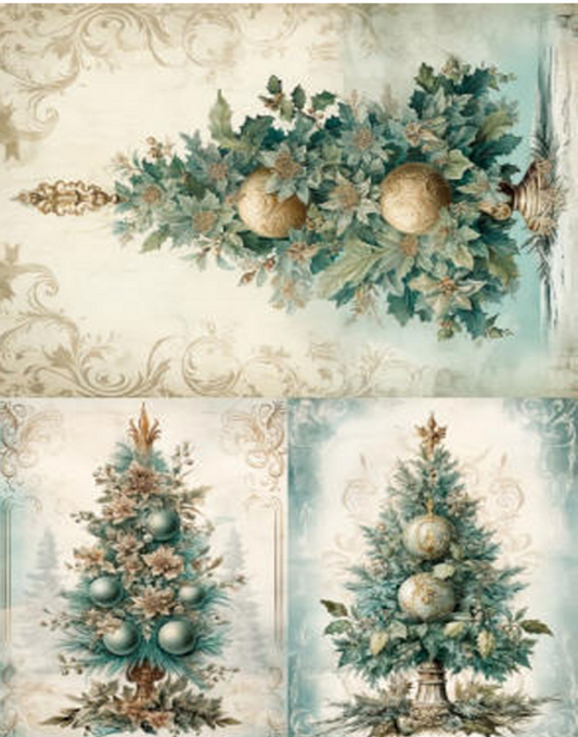 LaBlanche Blue Christmas 5 Rice Paper - Decoupage Queen