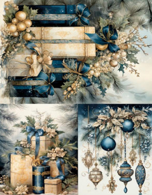 LaBlanche Blue Christmas 6 Rice Paper - Decoupage Queen