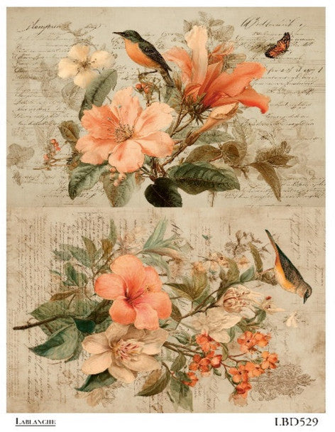 Hummingbird Garden Blossom Rice Paper - LaBlanche