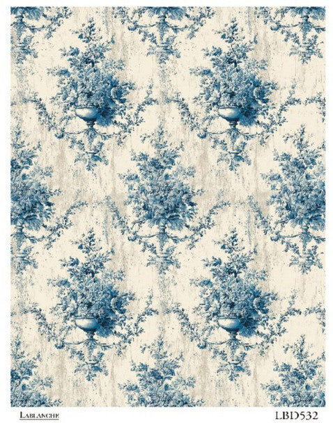 Blue Toile Floral Rice Paper - LaBlanche