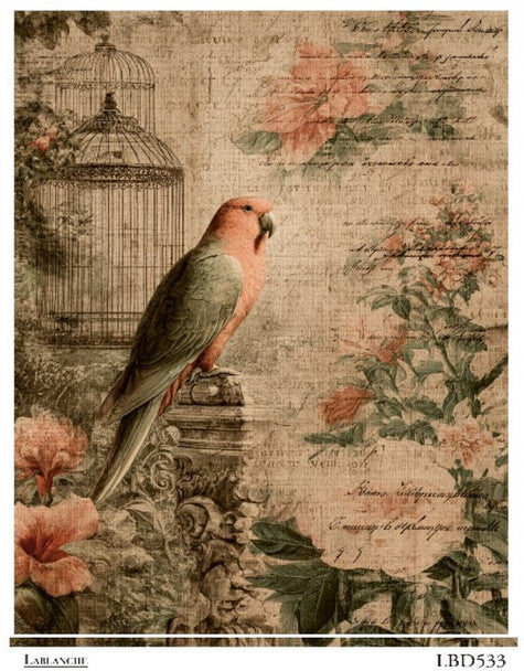 Vintage Birdcage Rice Paper - LaBlanche
