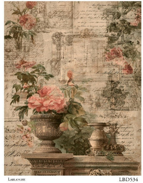 Pink Floral Urns Rice Paper - LaBlanche