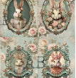 Vintage Round Framed Bunny Quad Rice Paper (36) - Le Petit Paris/AB Studios