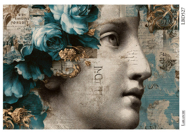 Blue Floral Portrait Rice Paper - LaBlanche